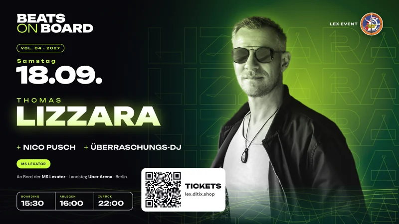 Flyer Beats on Board Vol. 04 am 18.09.2027 – Party auf der MS Lexator in Berlin